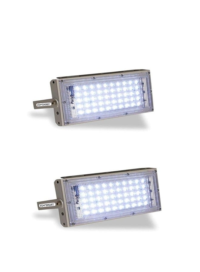 Flysmart مصباح Flysmart LED خارجي، 50 واط، مقاوم للماء بمعيار IP65 (أبيض، عبوة من قطعتين) - Image 1